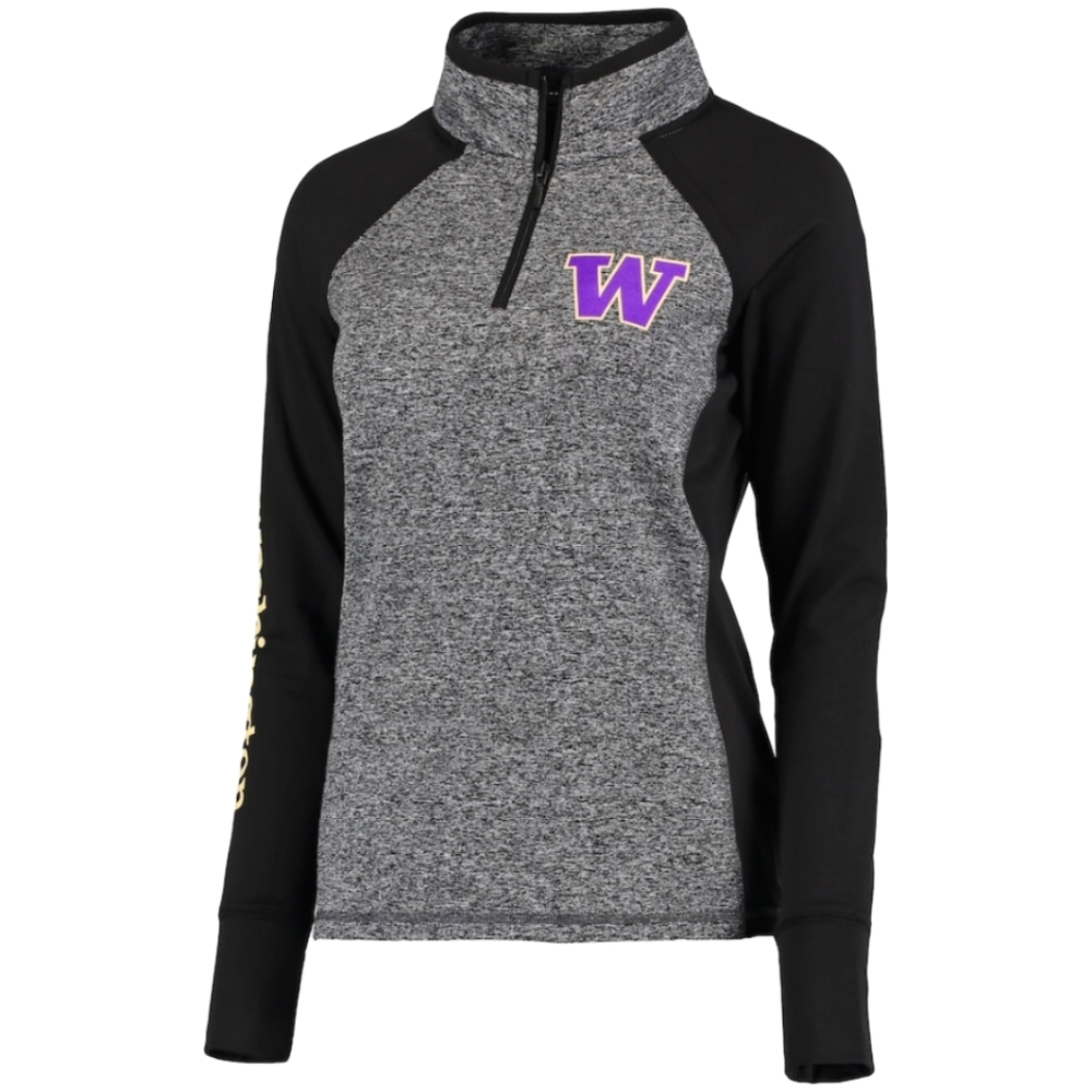 Women's Gray/Black Washington Huskies Finalist Quarter-Zip Pullover Jacket
